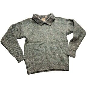 VTG Picket & Post Women's L 100% Shetland Wool Green Gray Pink Speckled Sweater